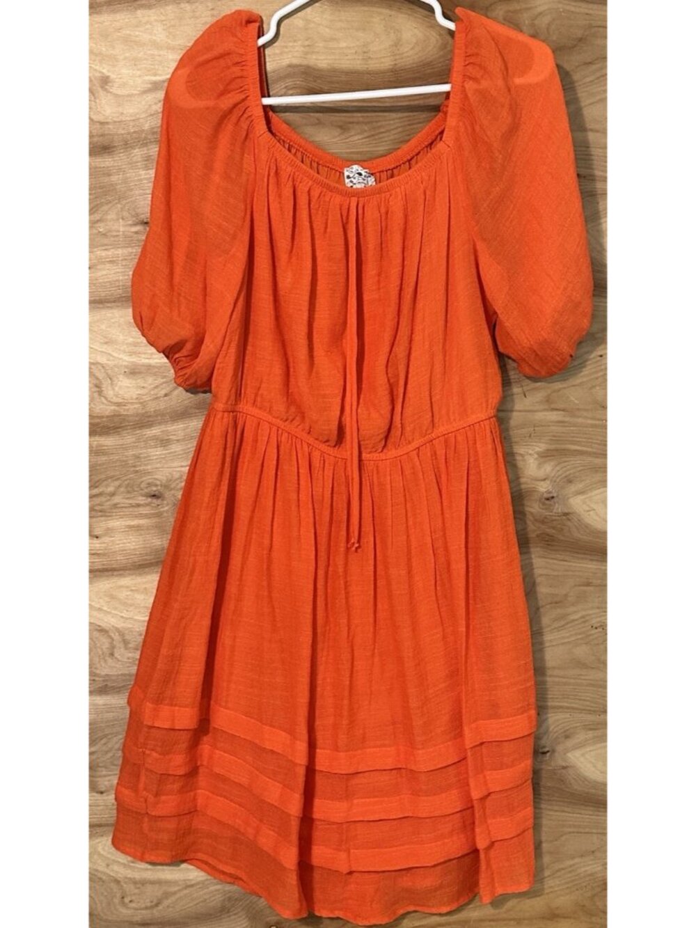 Naif Anthropologie Dress L Tiered  Boho Cottagecore Peasant Orange